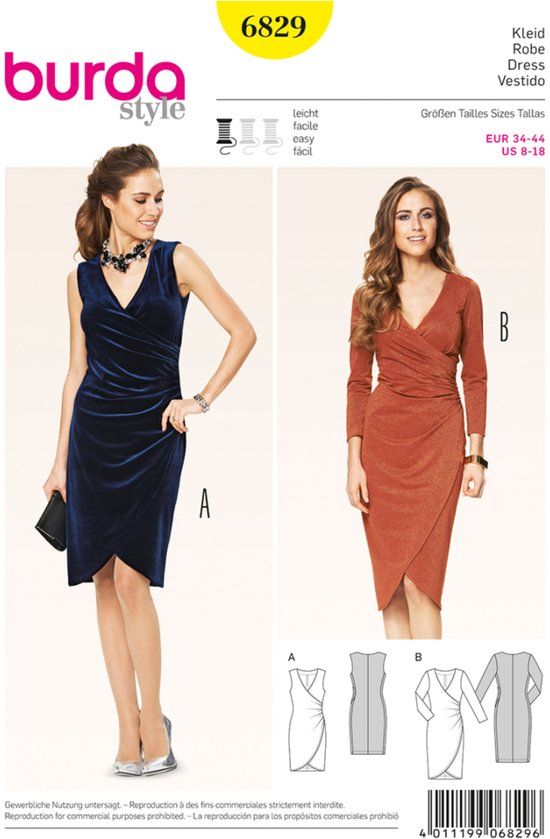 Burda Naaipatroon 6829 - Overslagjurk in variaties