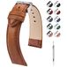 Fullmosa 22mm Horlogeband - Axus Serie - Crème Bruin - Leder - Roestvrijstalen Sluiting