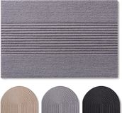 Blumtal Japandi Deurmat - Anti-slip - Polyester 70 x 120 cm - Grijs - Gestreept