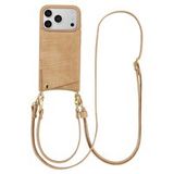 Selencia Nova Croco Telefoonhoes met Koord en Pashouder voor de Apple iPhone 18 Pro / 17 Pro - Toasted Almond