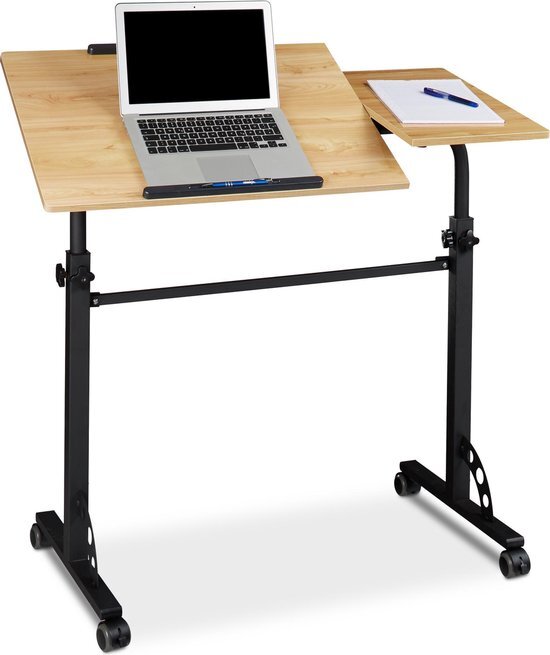 Relaxdays laptoptafel XXL notebook standaard hoogte verstelbaar wielen groot