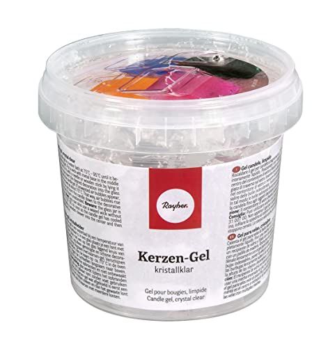 RAYHER Hobby 313000 kaarsgel, blik 300 g/ca. 365 ml, transparant, kristalheldere kaarswas om te smelten, kan worden geverfd, kaarsen gieten, kleurloos