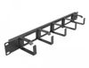 Delock 19″ Cable Management Routing Panel with 4 openings and 5 hooks 1U black