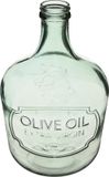 Atmosphera Vaas Toscane - olijfolie fles model - transparant - lichtgroen glas - 42 x 27 cm