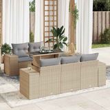 Maison Exclusive - Ensemble de jardin, 6 pièces, avec coussins, beige, en polyrotin