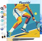 Figured'Art Mini Schilderen op Nummer Volwassenen 20x20cm met Sportaffiche Tennis