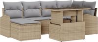 vidaXL Tuinbank Set 7-delig Beige Polywood