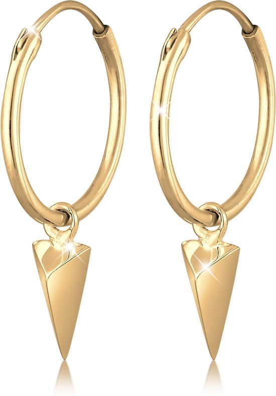Elli Earrings Hanger Creole Triangle Geo Design Basic 925 Sterling Silver Gold Plated