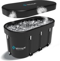 VITALIC Premium XL ijsbad (115cm) incl. ONLINE sportschema - Zit en lig bad voor Volwassenen - Ice Bath bucket opblaasbaar Dompelbad