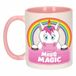 Bellatio Decorations Miss Magic mok - roze/wit - keramiek - 300 ml - kinder beker eenhoorn