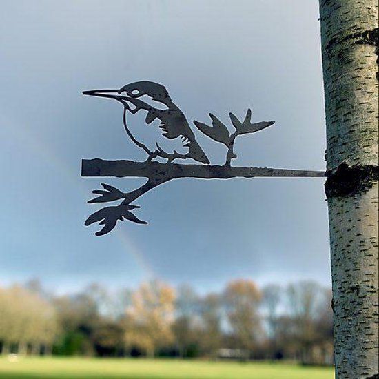 Birdwise IJsvogel met blaadjes - Metaal - 28.90 x 28.90 x 16.80 cm
