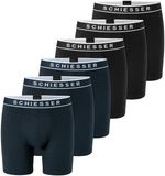 Schiesser Langer Boxer 955 Multi 6-pack Mannen Zwart/Nachtblauw 4XL