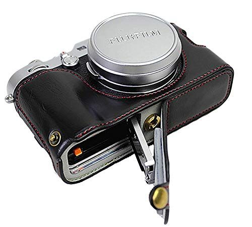 Zakao X100F Case, PU Lederen Half Bottom Opening Versie Holster Camera Case Met Hand Strap Beschermende Cover Bag Case voor Fujifilm Fuji X100F (Zwart)