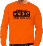 Bellatio Decorations Boeven / gevangenen verkleed sweater - oranje - voor heren - carnaval - Boevenpak/ kostuum - Verkleedkleding M