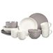 Ritzenhoff & Breker Levi 16-delig tafelservies voor 4 personen, Scandinavisch design met fijn groefreliëf, Mix & Match servies, porselein, wit/grijs