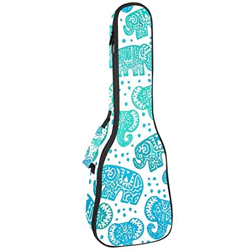 Mersov Concert Ukulele rugzak, zware ukelele tas met opslag, sopraan concert tenor ukelele 10 mm gewatteerde tas groen blauw Indiase olifant