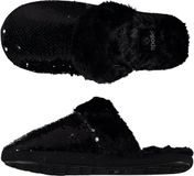 Apollo Angro Bv Dames instap slippers/pantoffels met pailletten zwart maat 41-42
