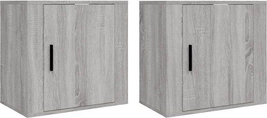 vidaXL Nachtkastjes - Set van 2 - Wandgemonteerd - 50x30x47 cm - Grijs Sonoma Eiken