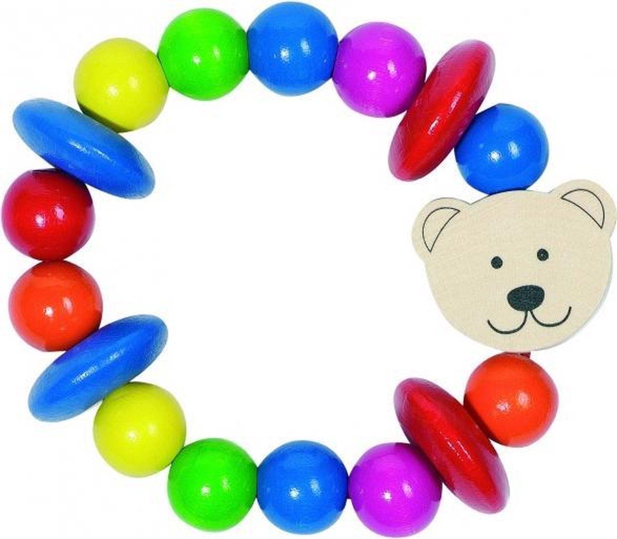 Heimess Bijtring rond berenkop 8 cm - Hout - Multicolor