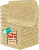 Utopia Towels - Katoenen washandjesset - 100% ringgesponnen katoen, hoogwaardige flanellen gezichtsdoeken, zeer absorberende en zacht aanvoelende handdoeken (pak van 12, beige)
