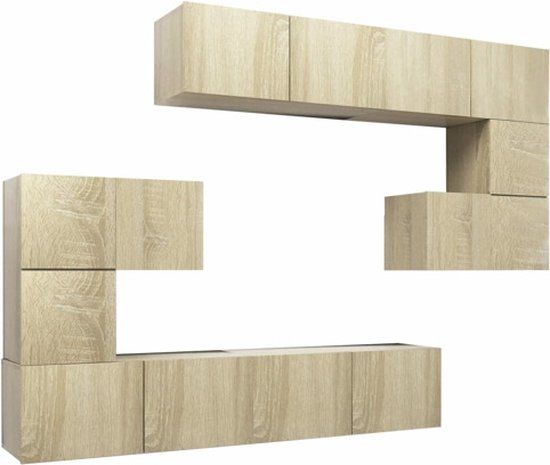 vidaXL 8-delige Tv-meubelset bewerkt hout sonoma eikenkleurig