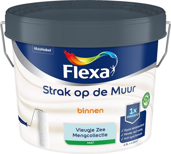 FLEXA - Strak op de muur - Muurverf - Mengcollectie - Vleugje Zee - 2,5 liter