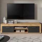 Xonox Tv-meubel Jam - 160x40x37cm - 2 Deuren - Wotan Eik/antraciet