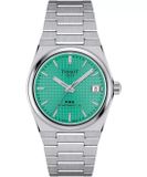 Tissot PRX T1372071109101 Horloge - Staal - Zilverkleurig - Groene Wijzerplaat - Ø 35 mm