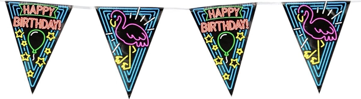 PD-Party Paperdreams Neon party flag - Happy birthday