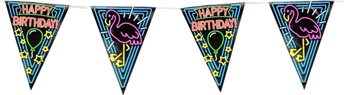 PD-Party Paperdreams Neon party flag - Happy birthday - rood
