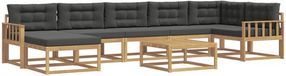 vidaXL - Salon d'angle - 7 places assises - Blanc et anthracite - Acacia bois