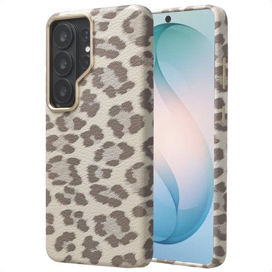 Selencia Sabi Backcover Panterprint met MagSafe voor de Samsung Galaxy S26 Ultra - Soft Ivory