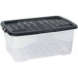 Unbranded Strata Kunststof Opbergdoos 42 l Transparant, zwart 60 x 40 x 25 cm