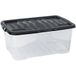 Unbranded Strata Kunststof Opbergdoos 42 l Transparant, zwart 60 x 40 x 25 cm