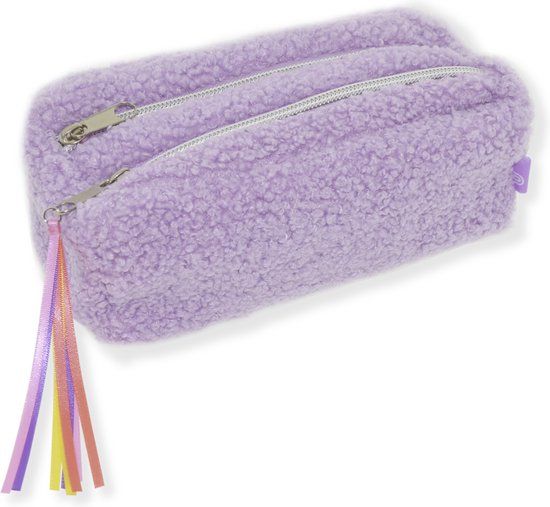 Kangaro Beach Happy Etui - Paars Bont - 18x8x7cm - Twee Vakken - K-PM320032