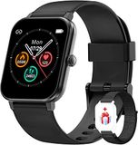 FeipuQu Smartwatch voor heren en dames, fitnesshorloge 1,69 inch impermeabil IP68 met verzadigingsmeter (SpO2), hartslagmeter, stopwatch, weer, lichaamstemperatuur, fitnesstracker voor Android iOS, (2 riemen)