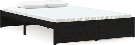 vidaXL Bedframe Massief Hout Zwart 120x190 cm