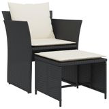 vidaXL Tuinstoel met voetenbank polyrattan zwart
