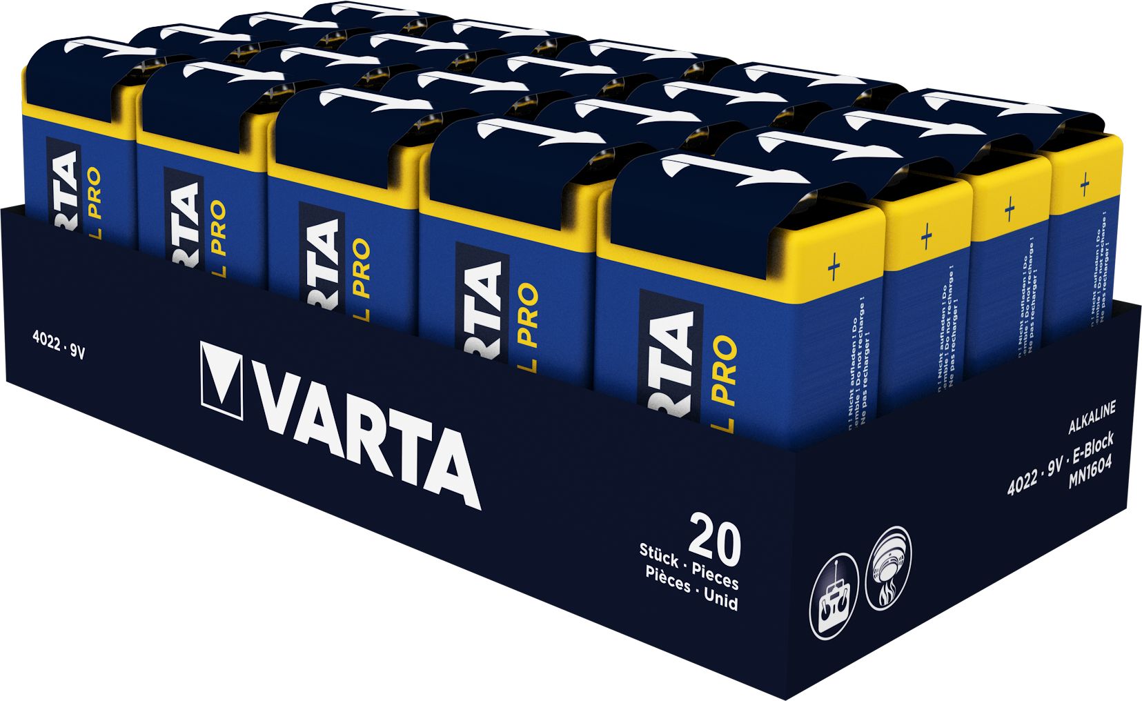 Varta Industrial 9V Alkaline Batterijen - 20 stuks