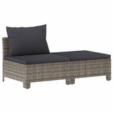 vidaXL 2-delige tuinloungeset met kussens, grijs, polyrattan