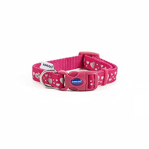 Ancol Fashion Halsband Roze Reflecterende Hartjes Verstelbaar 20-30 cm
