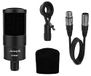 Audibax AT2020 Studio condensatormicrofoon met XLR-kabel, montageklem en windbescherming, frequentiebereik 50 Hz/20 kHz, professionele microfoon met cardioïde polair patroon
