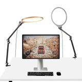 NEEWER BASICS Set van 2 LED-paneelverlichting, ringlicht, 10,5 inch, voor Key Light Streaming, 3000-6500 K, 15 W, met verstelbare arm, bureauhouder en timer, voor laptop, zoom en make-up, R10