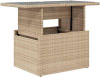 Merkloos Tuintafel Glasblad - Balkon Buiten Tafel - Beige - 100x55x73 cm