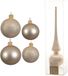 Decoris Champagne Glazen Kerstballen Pakket Glans/Mat 38x Stuks - 18x 4 cm en 20x 6 cm - Inclusief Piek Mat