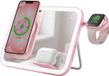 Forcell, station de recharge magnétique 3-en-1 MagSafe et Qi2 avec miroir LED 15W, rose