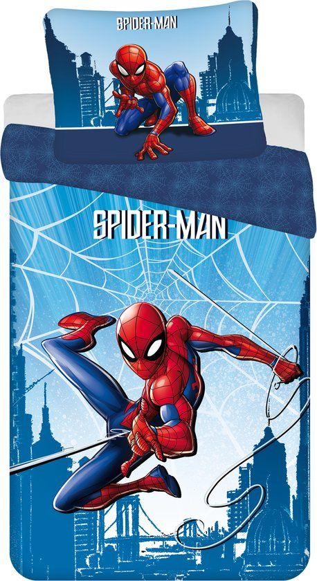 Spider-Man Dekbedovertrek, Web - Eenpersoons - 140 x 200 cm - Katoen