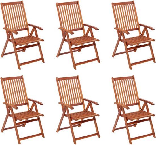 vidaXL Klapstoelen 6 stuks massief acaciahout bruin