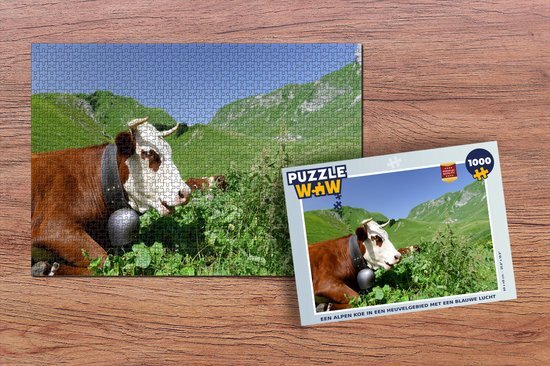 MuchoWow Puzzel Koe - Planten - Berg - Legpuzzel - Puzzel 1000 stukjes volwassenen