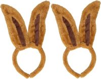 Merkloos Paashaas / konijn diadeem met oren - 2x - bruin - Verkleed accessoires oortjes - Dierenpak